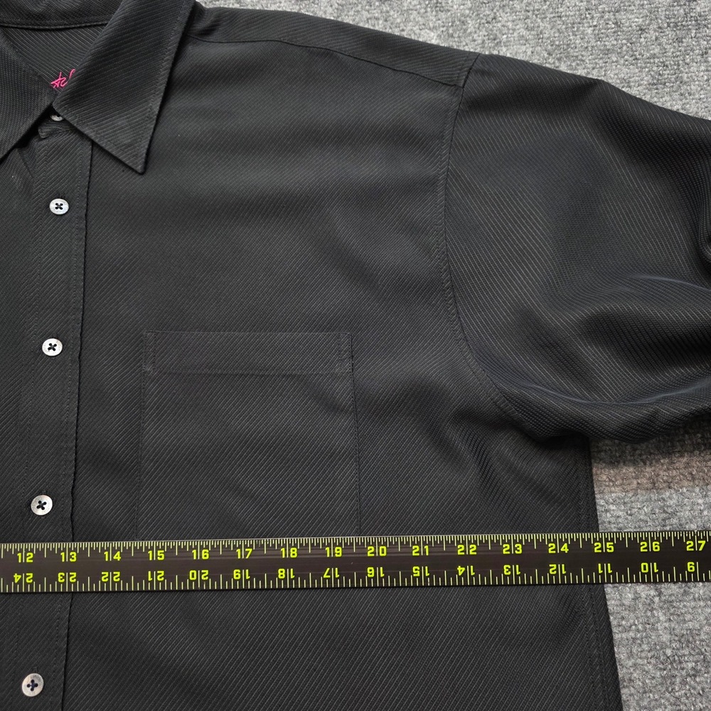 Bugatchi Uomo Men's XL Black Ribbed Textured Long Sleeve Button Down Dress Shirt - Picture 10 of 14